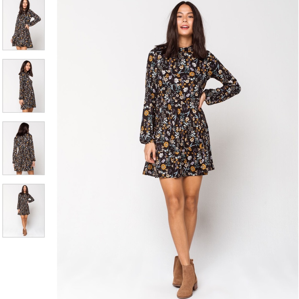 Tilly's Mock Neck Tiered Floral Peasant Dress